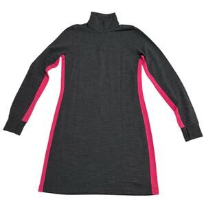 NEW Icebreaker Merino Women's Affinity Dress Outdoors Dark Gray Hot Pink Large